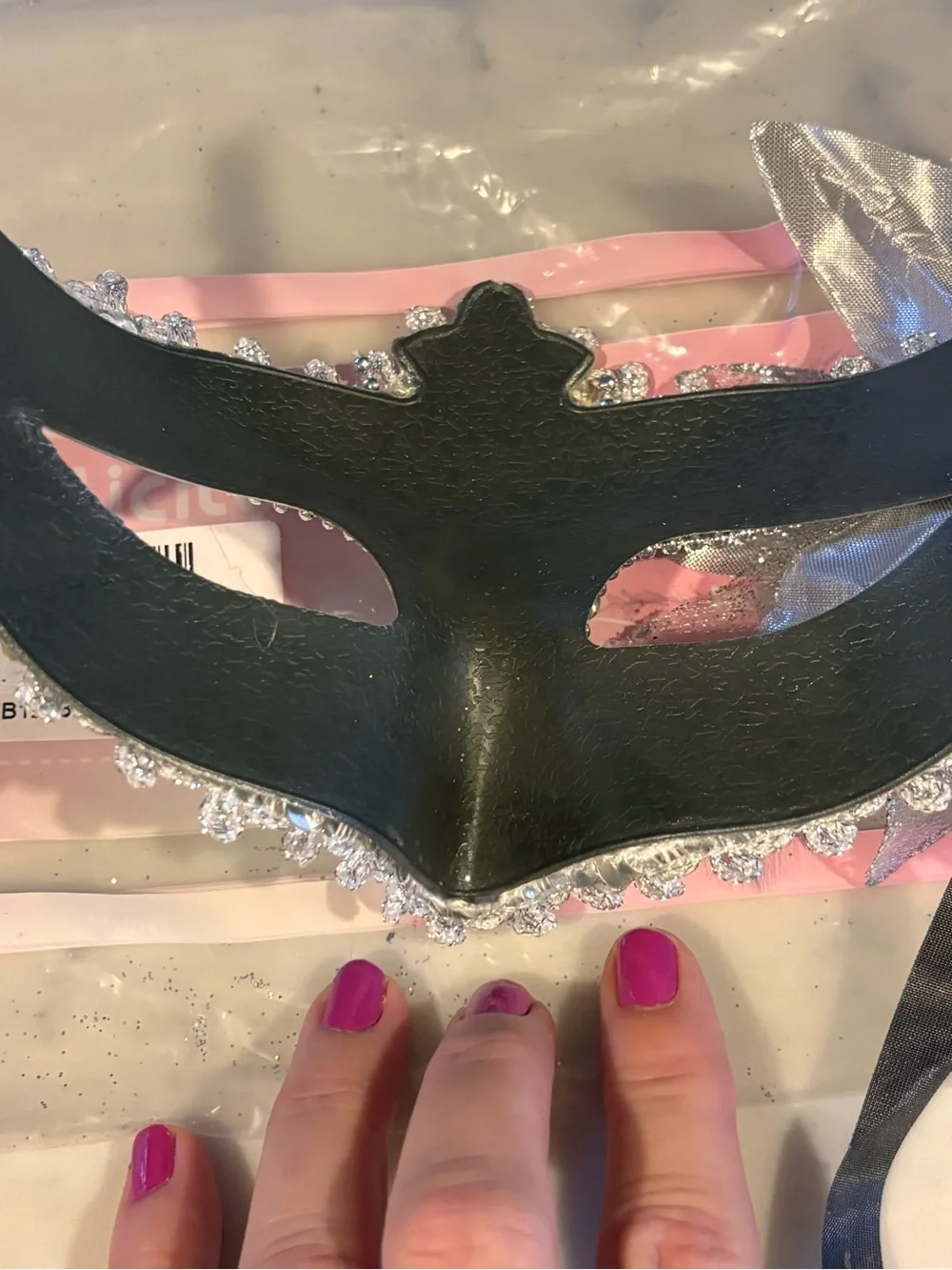 Simplicity Silver Decorative Venetian Masquerade Mask with Floral Accent